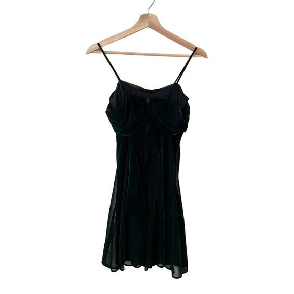 Vintage Y2K All That Jazz Green Metallic Drapey Aline Mini‎ Dress Size Small - Picture 14 of 14